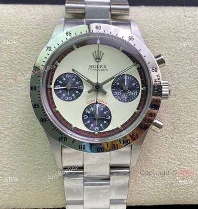 Vintage Rolex Daytona Paul Newman Swiss A7750 Replica Watch Stainless Steel Cream Dial